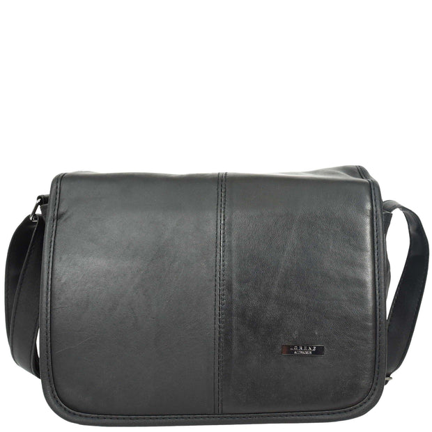 Womens Soft Leather Messenger Bag Crossbody Organiser A59 Black 4