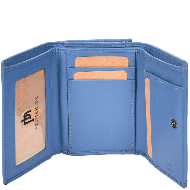 Womens Leather Purse Trifold Metal Clasp Cash Coins Cards Wallet A209 Blue 5