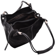 Womens Real Leather Suede Shoulder Hobo Bag Casual Outgoing Handbag A7153 Black