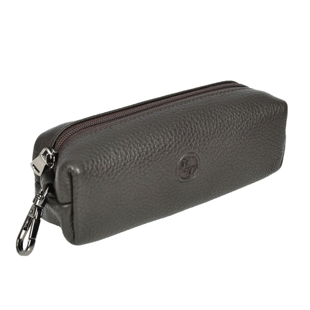 Large Size Real Leather Key Ring Case Pen Pencil Glasses Car Key Holder Pouch A932 Brown