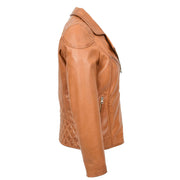 Womens Leather Biker Jacket Cross Zip Style Tina Tan 4