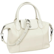 Womens Genuine Leather Top-Handle Bag Tote Style Casual Outgoing Fashion Handbag Amy White