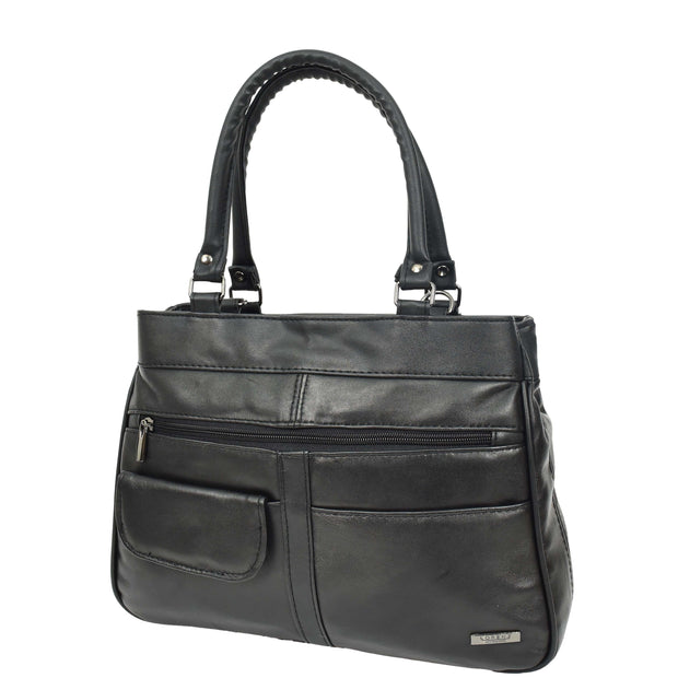 Womens Soft Leather Tote Bag Black Outgoing Casual Handbag A953 4
