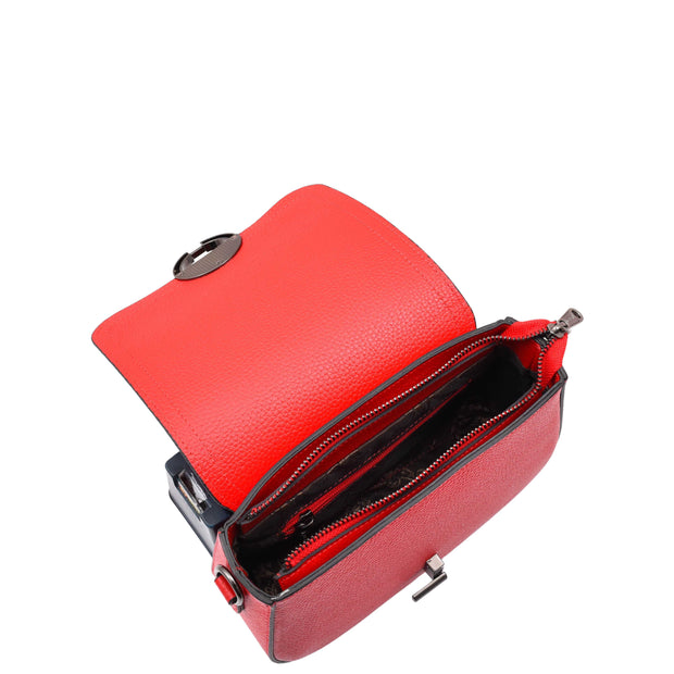 Womens Exclusive Leather Saddle Bag Small Casual Crossbody Fashion Handbag A2063 Red