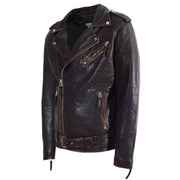 Mens Real Leather Biker Jacket Zip Brando New Zealand Sheep Anthony Brown 4