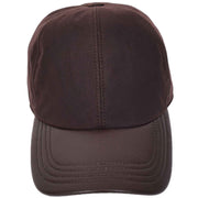 Waterproof Cotton Baseball Cap with Genuine Leather Peak and Adjustable Strap A19 Brown-2