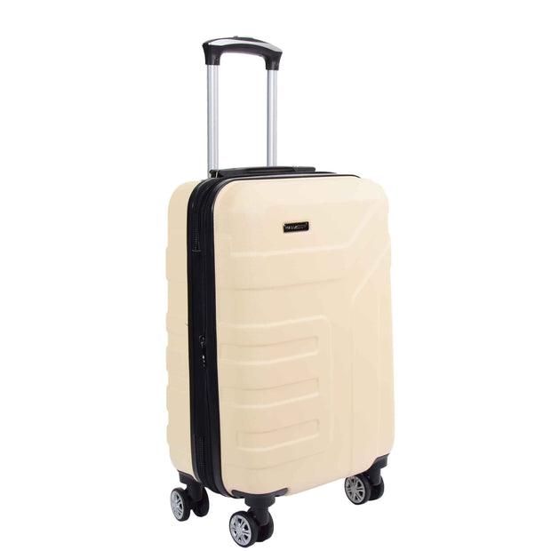 Hard Shell Cabin Bag Expandable 4 Wheeled Spinner Luggage Rio White 4