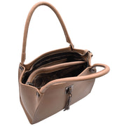Womens Leather Shoulder Bag Large Size Work Casual Outgoing Exclusive Handbag A563 Taupe