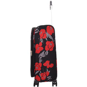 4 Wheel Cabin Size Suitcase Lightweight Soft Expandable Hand Luggage Multi Flower AT56 Black