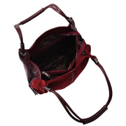 Womens Real Leather Suede Shoulder Hobo Bag Casual Outgoing Handbag A7153 Burgundy