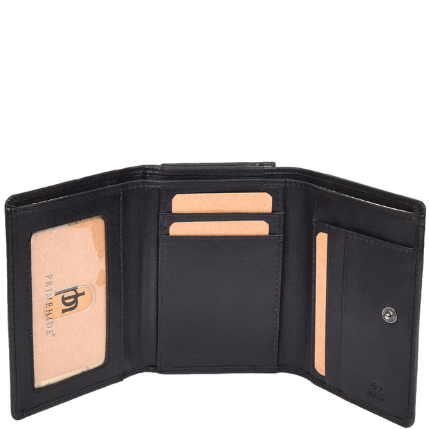 Womens Leather Purse Trifold Metal Clasp Cash Coins Cards Wallet A209 Black 5
