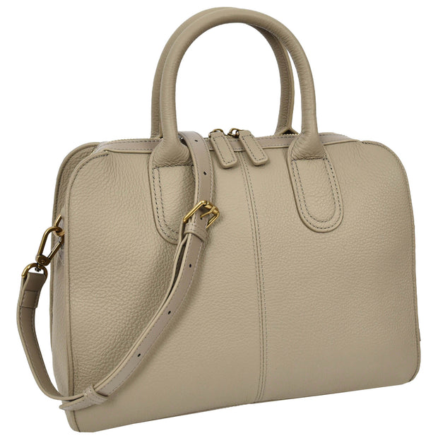 Womens Leather Handbag Large Tote with Shoulder Strap Casual Style Thea Grey