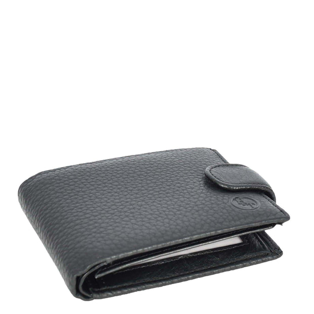 Premium Leather Mens Bifold Wallet Multi Compartments Coins Notes Card Holder A639 Black