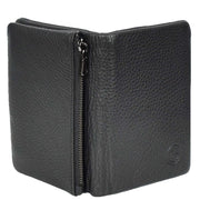 Mens Real Leather Bi-Fold Slim Wallet Coins Cards Banknotes Classic Style A162 Black