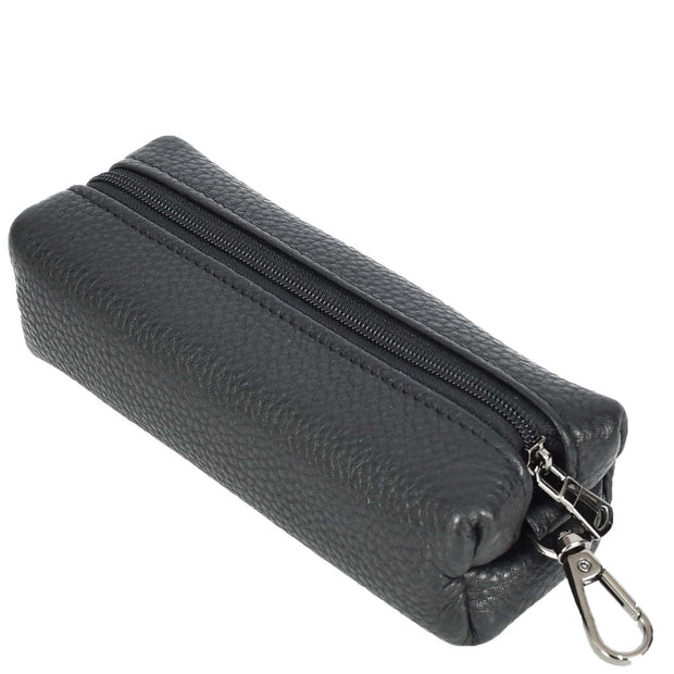 Large Size Real Leather Key Ring Case Pen Pencil Glasses Car Key Holder Pouch A932 Black