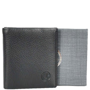 Genuine Leather Mens Slim Bi-Fold Style Wallet Notes Coin Pocket Business Cards A208 Black