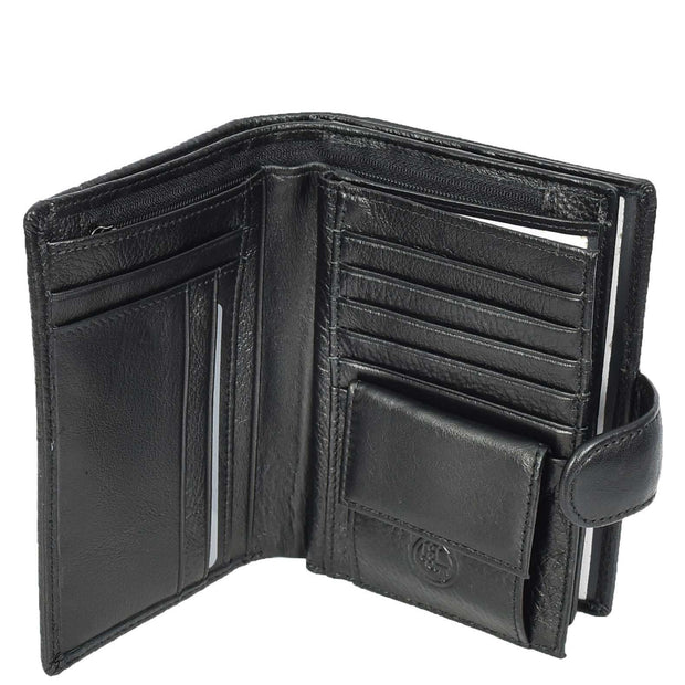 Genuine Leather Passport Holder Travel Bi-Fold Wallet Credit Card Notes Document Organiser A310 Black