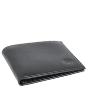 Premium Leather Mens Bi-Fold Slim Wallet Coins Money Clip Holder Style A208 Black