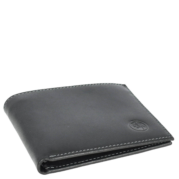 Premium Leather Mens Bi-Fold Slim Wallet Coins Money Clip Holder Style A208 Black