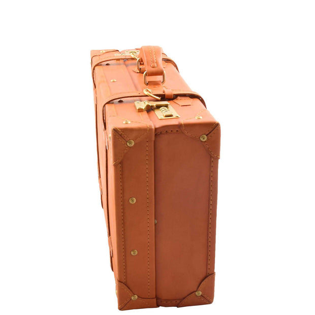 Leather Antique Suitcase English Steamer Trunk Case TRUNKEST Tan 4