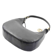 Classic Shoulder Hobo Real Leather Zip Bag GEMMA Black 4