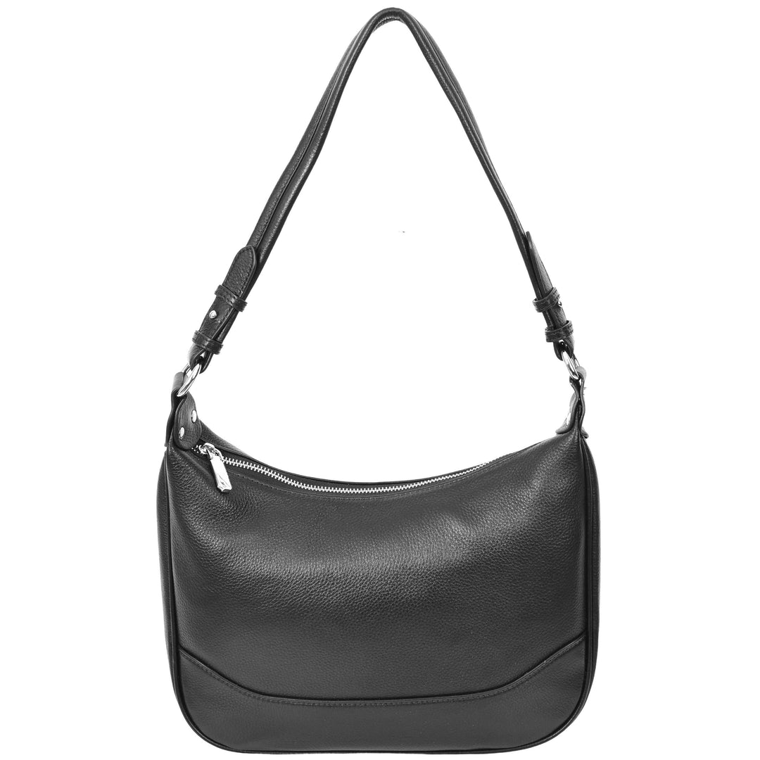 JONON Genuine Leather Hobo Shoulder Bag For Women - Adjustable Crossbody, Spacious, Black