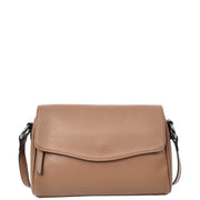 Women's Classic Leather Shoulder Bag Flap-over Design with Organiser Crossbody Messenger Edith Brown