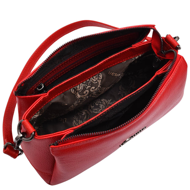 Women Girls Premium Leather Small Handbag Shoulder Crossbody Messenger Bag A3017 Red