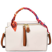 Women's Faux Leather Handbag Cross Body Casual Fashion Barrel Bag A890 White-9