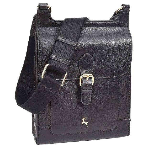 Real Leather Crossbody Bag Women's Casual Style Messenger Xela Black 5