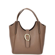 Womens Leather-Look Handbag Casual Basket Shape Small Fashion Tote Bag AH181 Brown-4