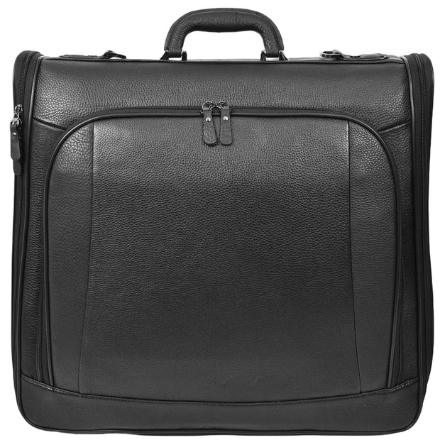 Premium Leather Large Suit Carrier Dress Carry On Garment Travel Bags A1321 Black