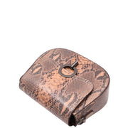 Womens Snake Print Leather Crossbody Saddle Bag Small Casual Handbag A2063 Taupe