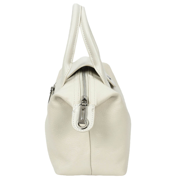 Womens Genuine Leather Top-Handle Bag Tote Style Casual Outgoing Fashion Handbag Amy White
