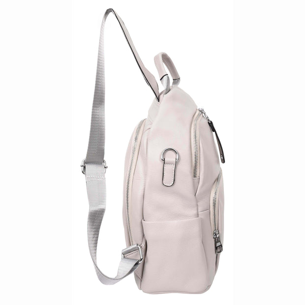 Women's Genuine Leather Backpack Multiple Pockets Casual Fashion Rucksack A618 Taupe-3