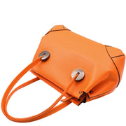 Womens Premium Leather Shoulder Bag Zip Top Casual Outgoing Tote Fashion Handbag A7135 Orange