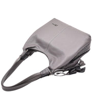 Womens Leather Shoulder Bag Large Hobo Casual Outgoing Multi Pockets Handbag A71 Grey