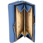 Womens Leather Purse Trifold Metal Clasp Cash Coins Cards Wallet A209 Blue 6