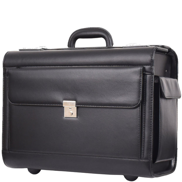 Pilot Case on Wheels Faux Leather Large Business Briefcase Luxor Black 6