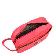 Travel Wash Bag Faux Leather Toiletry Bags A282 Red 5