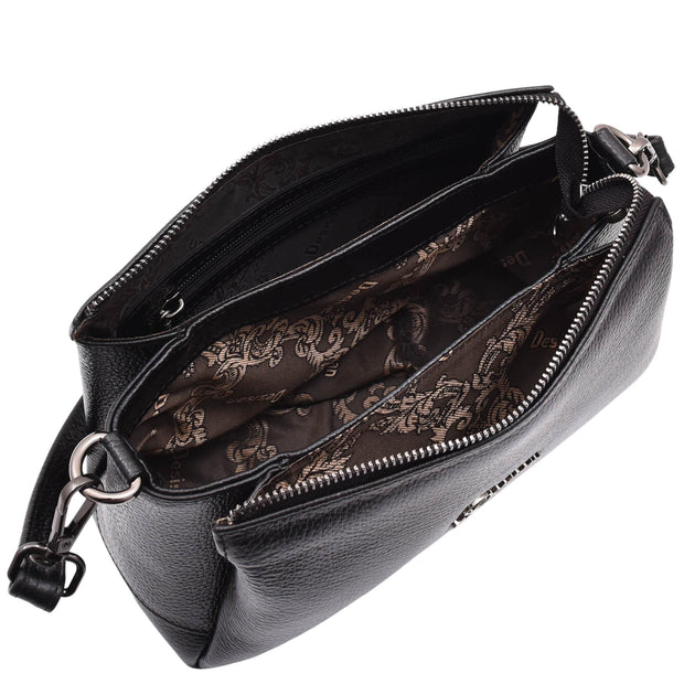 Women Girls Premium Leather Small Handbag Shoulder Crossbody Messenger Bag A3017 Black