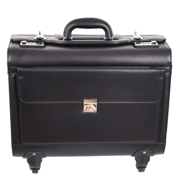 4 Wheel Pilot Case Leather Look Cabin Size Travel Bag Dakar 5