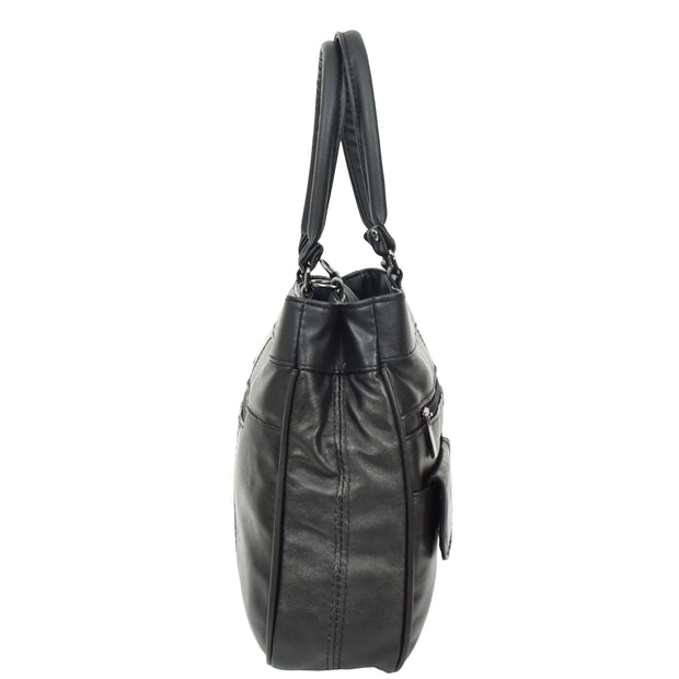 Womens Soft Leather Tote Bag Black Outgoing Casual Handbag A953 5