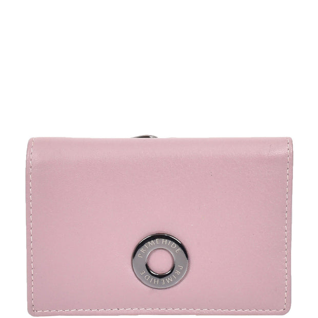 Womens Leather Purse Trifold Metal Clasp Cash Coins Cards Wallet A209 Lilac 1
