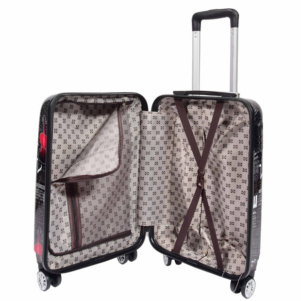 Dual 4 Wheel Luggage Hard Shell Music Print BELMORE 3