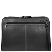 Premium leather Portfolio Zip Around Travel A4 Document Organiser Folio Bag A367 Black