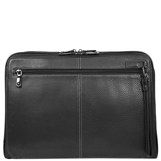 Premium leather Portfolio Zip Around Travel A4 Document Organiser Folio Bag A367 Black