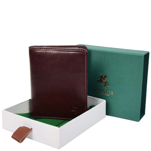 RFID Protected Bi-fold Wallet Small Credit Card Holder Geneva Brown 6