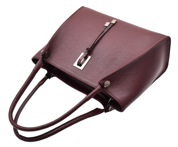 Womens Leather Shoulder Bag Large Size Work Casual Outgoing Exclusive Handbag A563 Burgundy