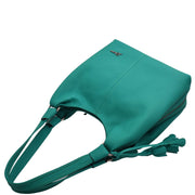 Womens Leather Shoulder Bag Large Hobo Casual Outgoing Multi Pockets Handbag A71 Green